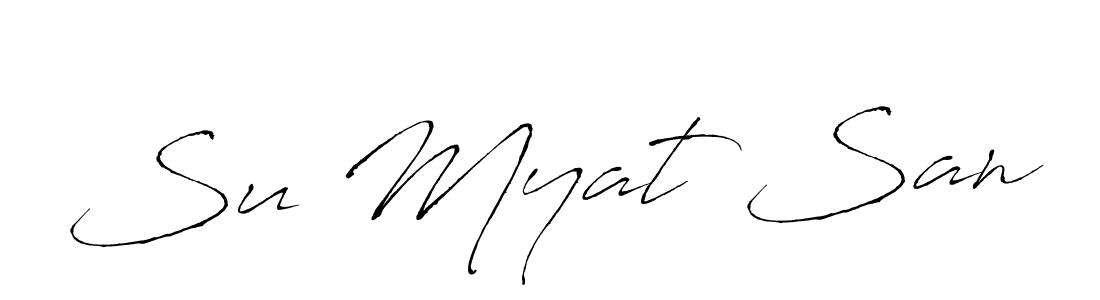 The best way (Antro_Vectra) to make a short signature is to pick only two or three words in your name. The name Su Myat San include a total of six letters. For converting this name. Su Myat San signature style 6 images and pictures png