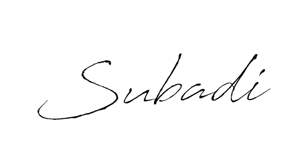 Use a signature maker to create a handwritten signature online. With this signature software, you can design (Antro_Vectra) your own signature for name Subadi. Subadi signature style 6 images and pictures png
