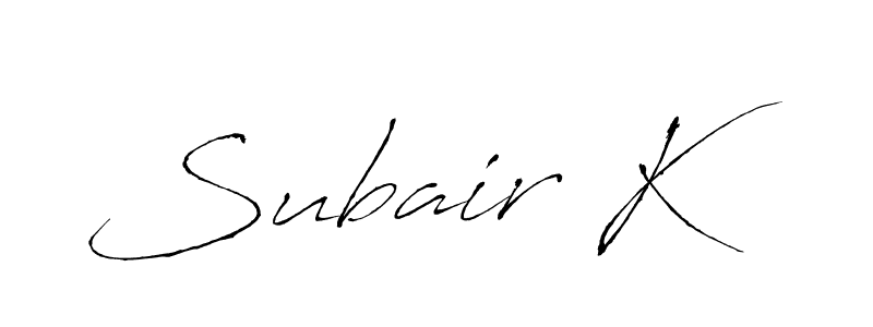 if you are searching for the best signature style for your name Subair K. so please give up your signature search. here we have designed multiple signature styles  using Antro_Vectra. Subair K signature style 6 images and pictures png