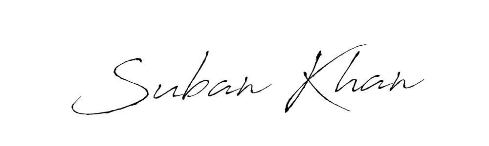 Make a beautiful signature design for name Suban Khan. With this signature (Antro_Vectra) style, you can create a handwritten signature for free. Suban Khan signature style 6 images and pictures png
