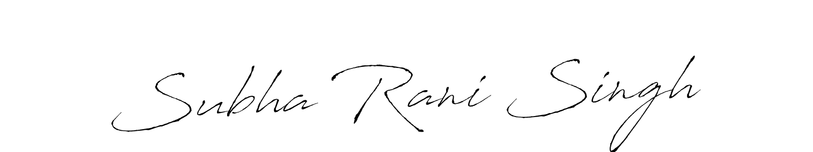 It looks lik you need a new signature style for name Subha Rani Singh. Design unique handwritten (Antro_Vectra) signature with our free signature maker in just a few clicks. Subha Rani Singh signature style 6 images and pictures png