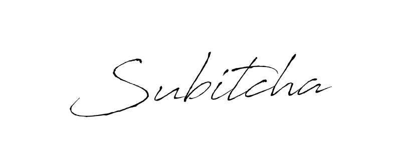 Use a signature maker to create a handwritten signature online. With this signature software, you can design (Antro_Vectra) your own signature for name Subitcha. Subitcha signature style 6 images and pictures png