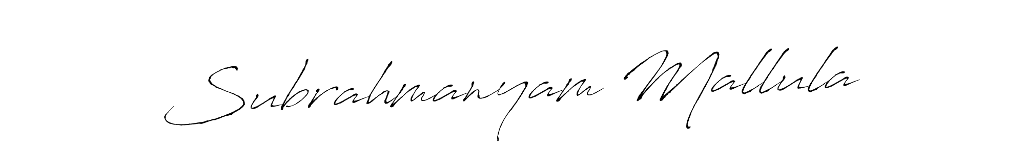 Antro_Vectra is a professional signature style that is perfect for those who want to add a touch of class to their signature. It is also a great choice for those who want to make their signature more unique. Get Subrahmanyam Mallula name to fancy signature for free. Subrahmanyam Mallula signature style 6 images and pictures png