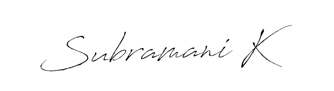 Use a signature maker to create a handwritten signature online. With this signature software, you can design (Antro_Vectra) your own signature for name Subramani K. Subramani K signature style 6 images and pictures png