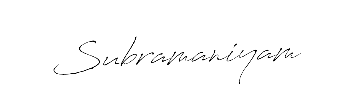 Make a beautiful signature design for name Subramaniyam. With this signature (Antro_Vectra) style, you can create a handwritten signature for free. Subramaniyam signature style 6 images and pictures png