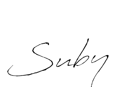 Make a beautiful signature design for name Suby. With this signature (Antro_Vectra) style, you can create a handwritten signature for free. Suby signature style 6 images and pictures png