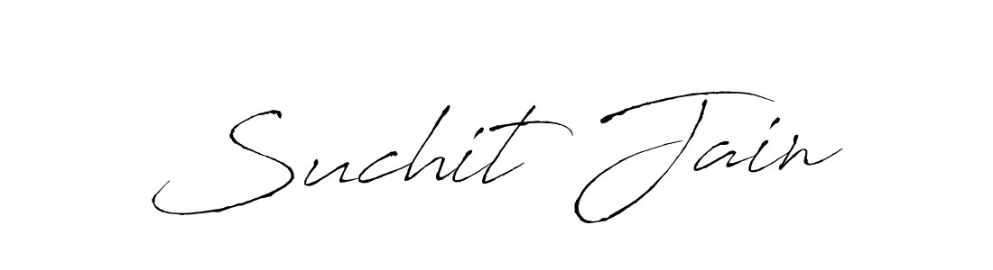 Make a beautiful signature design for name Suchit Jain. With this signature (Antro_Vectra) style, you can create a handwritten signature for free. Suchit Jain signature style 6 images and pictures png