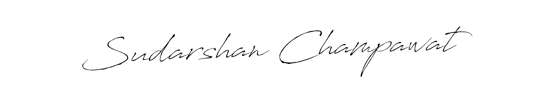 How to make Sudarshan Champawat name signature. Use Antro_Vectra style for creating short signs online. This is the latest handwritten sign. Sudarshan Champawat signature style 6 images and pictures png