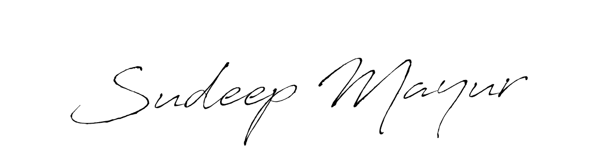 The best way (Antro_Vectra) to make a short signature is to pick only two or three words in your name. The name Sudeep Mayur include a total of six letters. For converting this name. Sudeep Mayur signature style 6 images and pictures png