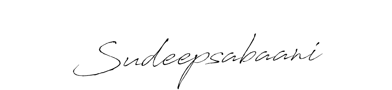 The best way (Antro_Vectra) to make a short signature is to pick only two or three words in your name. The name Sudeepsabaani include a total of six letters. For converting this name. Sudeepsabaani signature style 6 images and pictures png