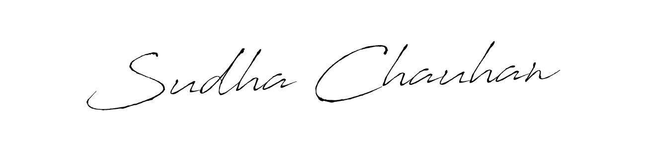 The best way (Antro_Vectra) to make a short signature is to pick only two or three words in your name. The name Sudha Chauhan include a total of six letters. For converting this name. Sudha Chauhan signature style 6 images and pictures png