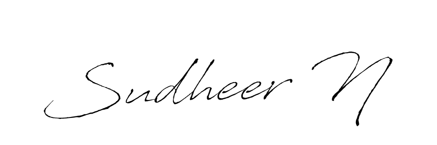 Use a signature maker to create a handwritten signature online. With this signature software, you can design (Antro_Vectra) your own signature for name Sudheer N. Sudheer N signature style 6 images and pictures png