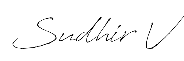 Designed for modern professionals: Sudhir V name signature crafted with Antro_Vectra script. Ready for digital PDF workflows. Sudhir V signature style 6 images and pictures png