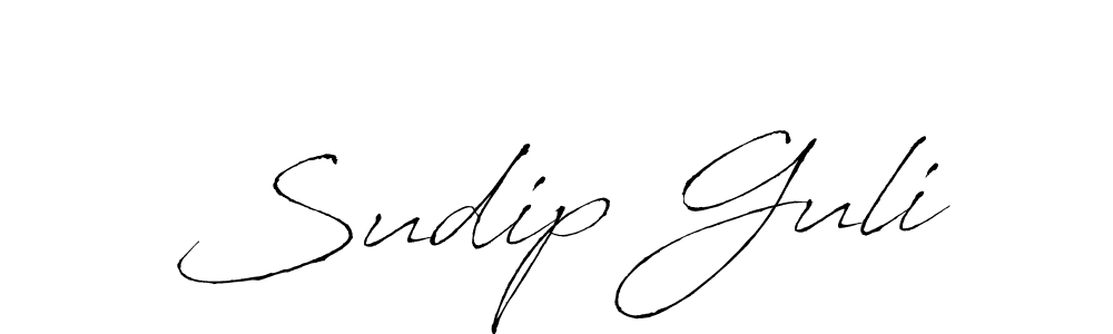 Make a beautiful signature design for name Sudip Guli. With this signature (Antro_Vectra) style, you can create a handwritten signature for free. Sudip Guli signature style 6 images and pictures png