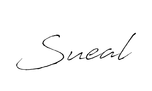 Make a beautiful signature design for name Sueal. With this signature (Antro_Vectra) style, you can create a handwritten signature for free. Sueal signature style 6 images and pictures png