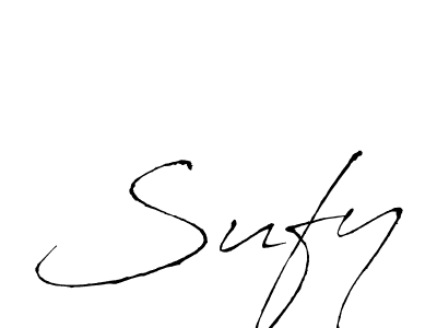 You should practise on your own different ways (Antro_Vectra) to write your name (Sufy) in signature. don't let someone else do it for you. Sufy signature style 6 images and pictures png