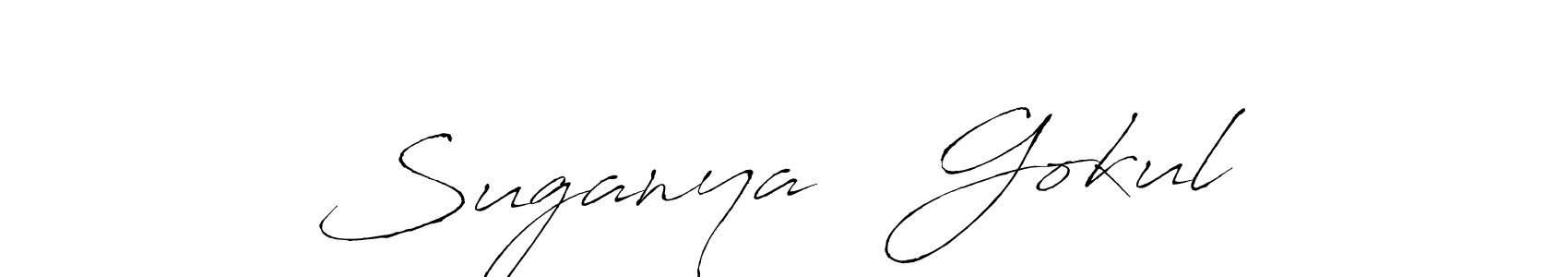 Create a beautiful signature design for name Suganya ❤ Gokul. With this signature (Antro_Vectra) fonts, you can make a handwritten signature for free. Suganya ❤ Gokul signature style 6 images and pictures png