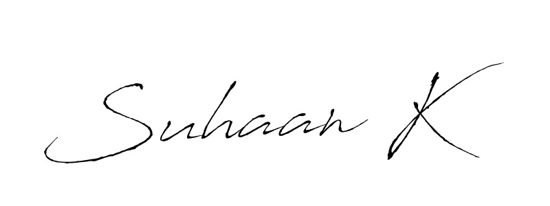 Use a signature maker to create a handwritten signature online. With this signature software, you can design (Antro_Vectra) your own signature for name Suhaan K. Suhaan K signature style 6 images and pictures png