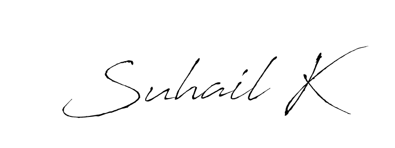 Antro_Vectra is a professional signature style that is perfect for those who want to add a touch of class to their signature. It is also a great choice for those who want to make their signature more unique. Get Suhail K name to fancy signature for free. Suhail K signature style 6 images and pictures png