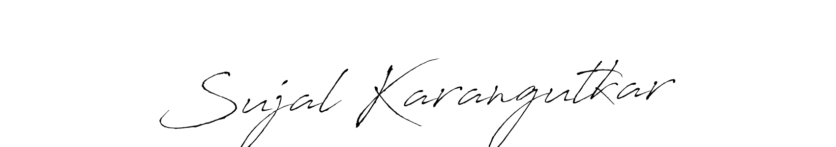 The best way (Antro_Vectra) to make a short signature is to pick only two or three words in your name. The name Sujal Karangutkar include a total of six letters. For converting this name. Sujal Karangutkar signature style 6 images and pictures png