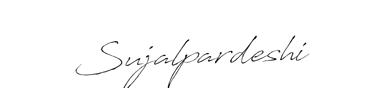 The best way (Antro_Vectra) to make a short signature is to pick only two or three words in your name. The name Sujalpardeshi include a total of six letters. For converting this name. Sujalpardeshi signature style 6 images and pictures png