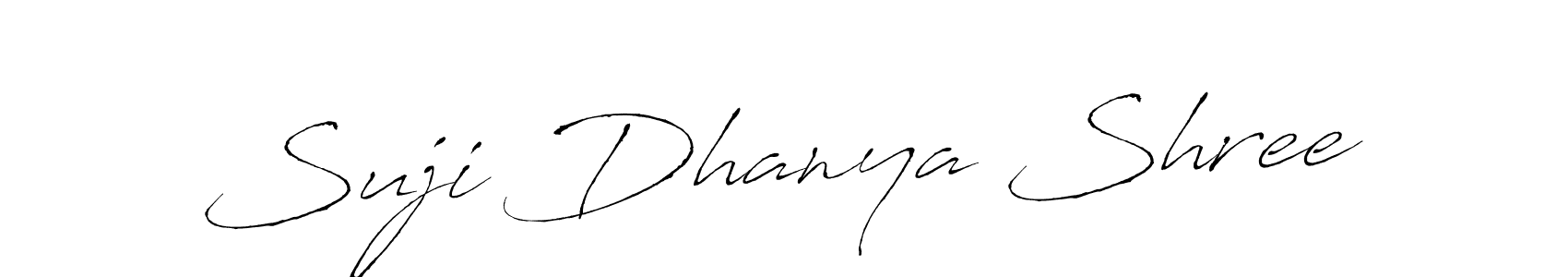 Create a beautiful signature design for name Suji Dhanya Shree. With this signature (Antro_Vectra) fonts, you can make a handwritten signature for free. Suji Dhanya Shree signature style 6 images and pictures png