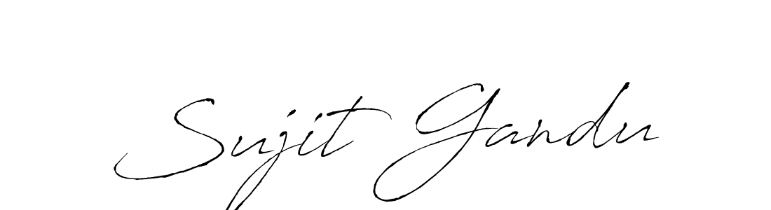 How to make Sujit Gandu name signature. Use Antro_Vectra style for creating short signs online. This is the latest handwritten sign. Sujit Gandu signature style 6 images and pictures png