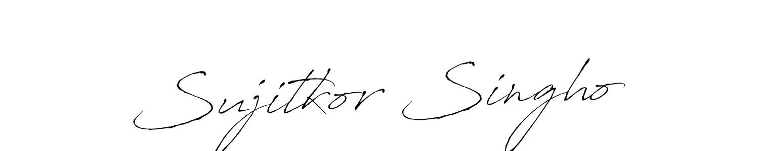 This is the best signature style for the Sujitkor Singho name. Also you like these signature font (Antro_Vectra). Mix name signature. Sujitkor Singho signature style 6 images and pictures png