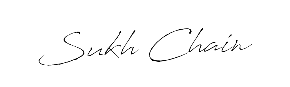 Make a beautiful signature design for name Sukh Chain. With this signature (Antro_Vectra) style, you can create a handwritten signature for free. Sukh Chain signature style 6 images and pictures png