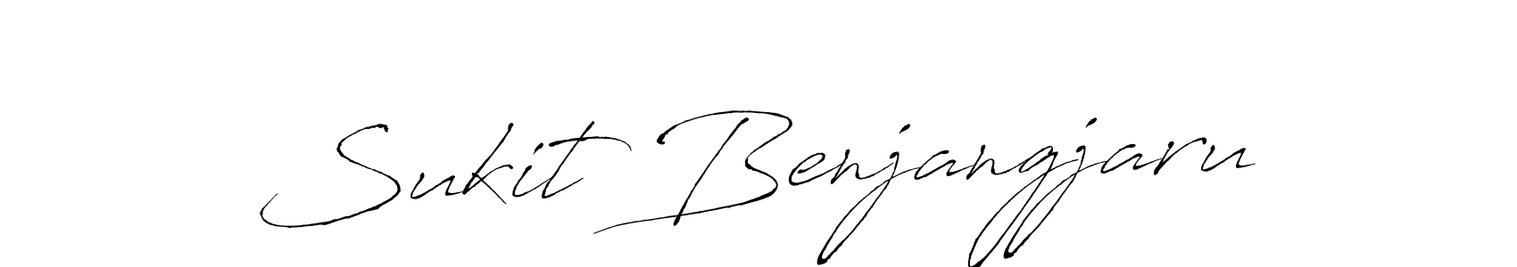 You should practise on your own different ways (Antro_Vectra) to write your name (Sukit Benjangjaru) in signature. don't let someone else do it for you. Sukit Benjangjaru signature style 6 images and pictures png