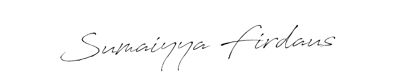 The best way (Antro_Vectra) to make a short signature is to pick only two or three words in your name. The name Sumaiyya Firdaus include a total of six letters. For converting this name. Sumaiyya Firdaus signature style 6 images and pictures png