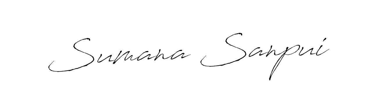 Make a beautiful signature design for name Sumana Sanpui. With this signature (Antro_Vectra) style, you can create a handwritten signature for free. Sumana Sanpui signature style 6 images and pictures png