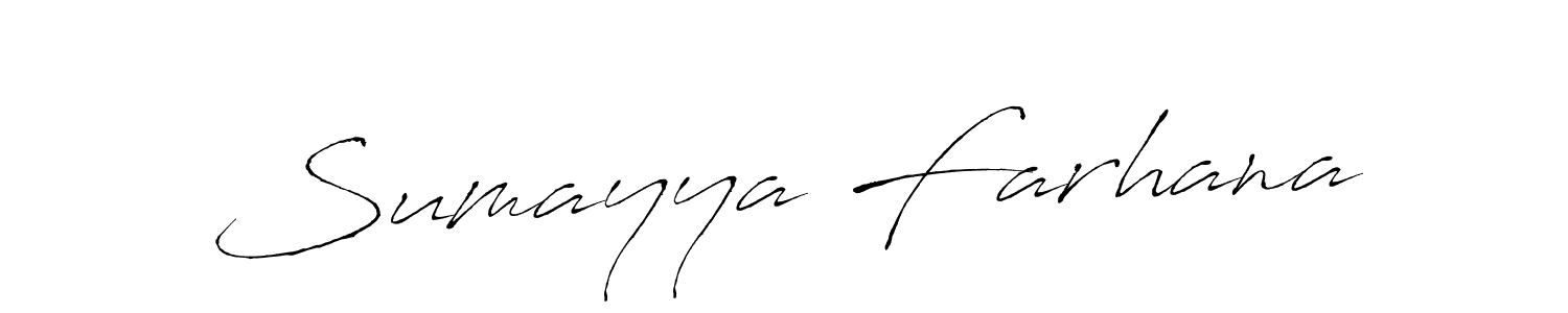Design your own signature with our free online signature maker. With this signature software, you can create a handwritten (Antro_Vectra) signature for name Sumayya Farhana. Sumayya Farhana signature style 6 images and pictures png