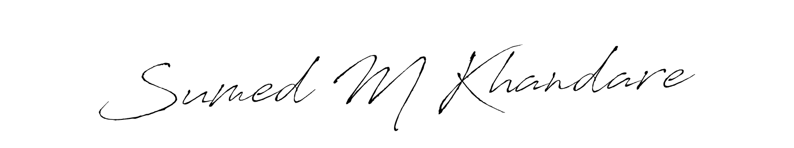 This is the best signature style for the Sumed M Khandare name. Also you like these signature font (Antro_Vectra). Mix name signature. Sumed M Khandare signature style 6 images and pictures png