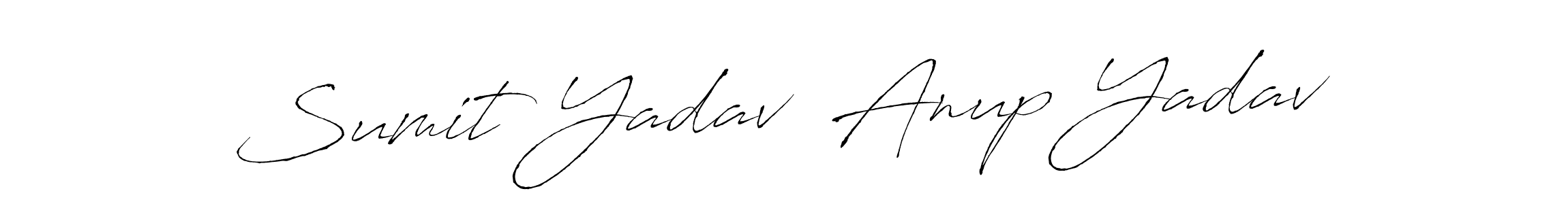The best way (Antro_Vectra) to make a short signature is to pick only two or three words in your name. The name Sumit Yadav  Anup Yadav include a total of six letters. For converting this name. Sumit Yadav  Anup Yadav signature style 6 images and pictures png