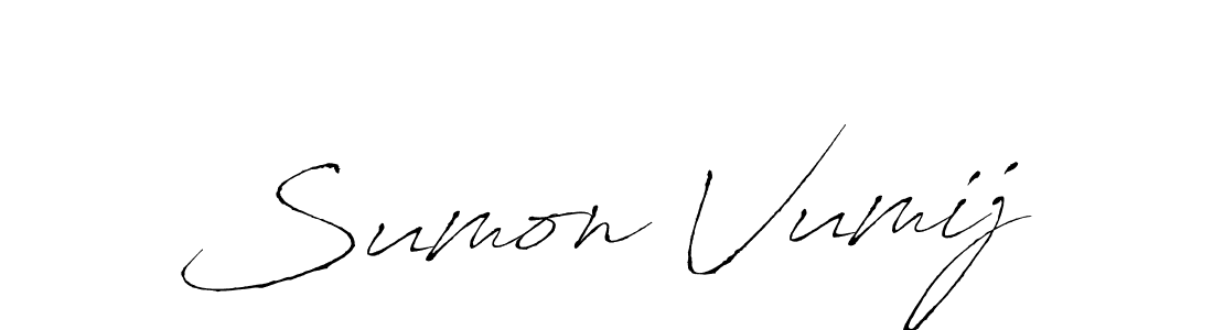 Create a beautiful signature design for name Sumon Vumij. With this signature (Antro_Vectra) fonts, you can make a handwritten signature for free. Sumon Vumij signature style 6 images and pictures png