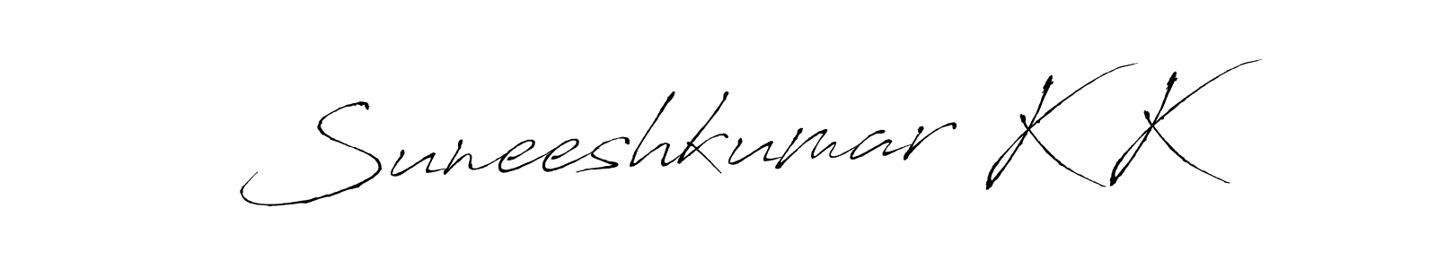 Make a short Suneeshkumar K K signature style. Manage your documents anywhere anytime using Antro_Vectra. Create and add eSignatures, submit forms, share and send files easily. Suneeshkumar K K signature style 6 images and pictures png