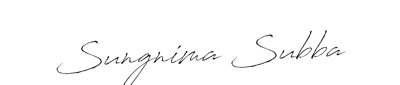 Make a beautiful signature design for name Sungnima Subba. With this signature (Antro_Vectra) style, you can create a handwritten signature for free. Sungnima Subba signature style 6 images and pictures png