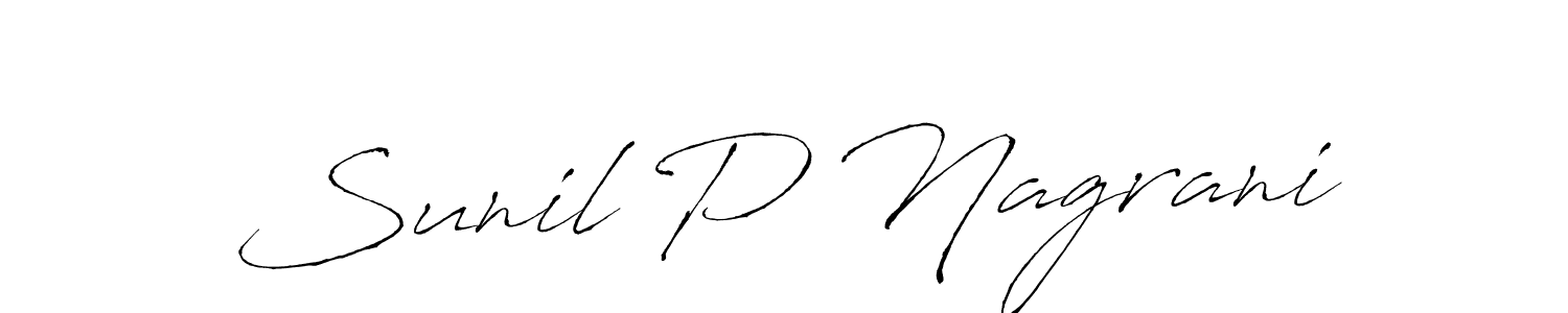How to make Sunil P Nagrani name signature. Use Antro_Vectra style for creating short signs online. This is the latest handwritten sign. Sunil P Nagrani signature style 6 images and pictures png