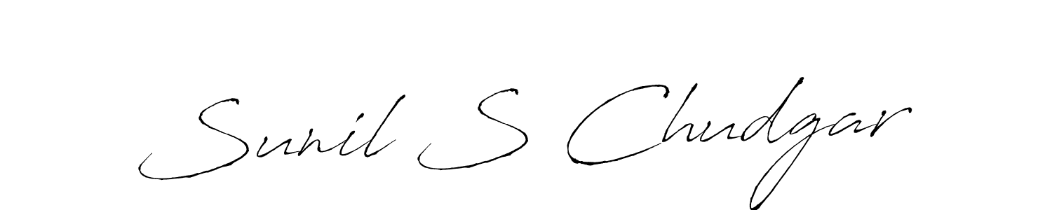 How to make Sunil S Chudgar name signature. Use Antro_Vectra style for creating short signs online. This is the latest handwritten sign. Sunil S Chudgar signature style 6 images and pictures png