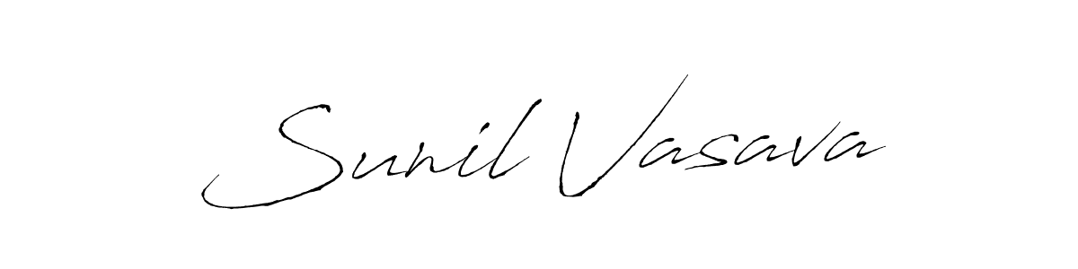 How to make Sunil Vasava name signature. Use Antro_Vectra style for creating short signs online. This is the latest handwritten sign. Sunil Vasava signature style 6 images and pictures png