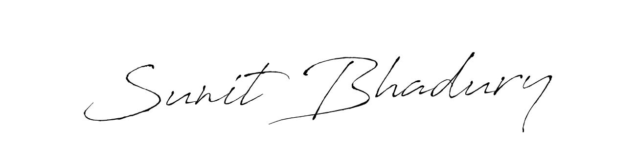 The best way (Antro_Vectra) to make a short signature is to pick only two or three words in your name. The name Sunit Bhadury include a total of six letters. For converting this name. Sunit Bhadury signature style 6 images and pictures png