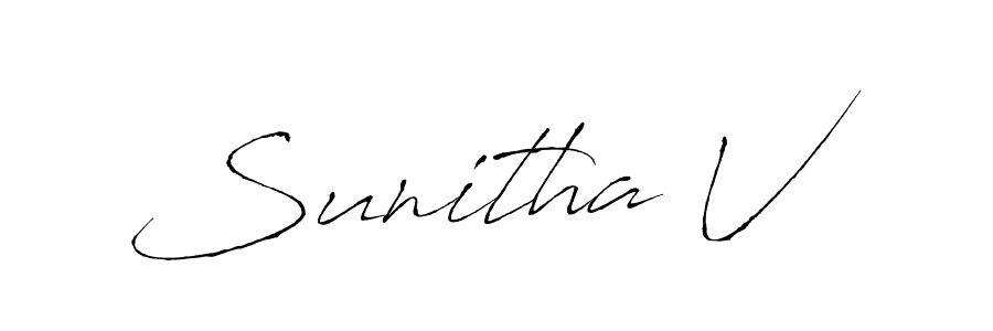 Make a beautiful signature design for name Sunitha V. With this signature (Antro_Vectra) style, you can create a handwritten signature for free. Sunitha V signature style 6 images and pictures png