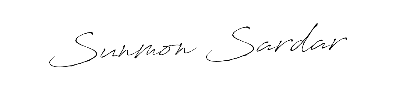 Antro_Vectra is a professional signature style that is perfect for those who want to add a touch of class to their signature. It is also a great choice for those who want to make their signature more unique. Get Sunmon Sardar name to fancy signature for free. Sunmon Sardar signature style 6 images and pictures png