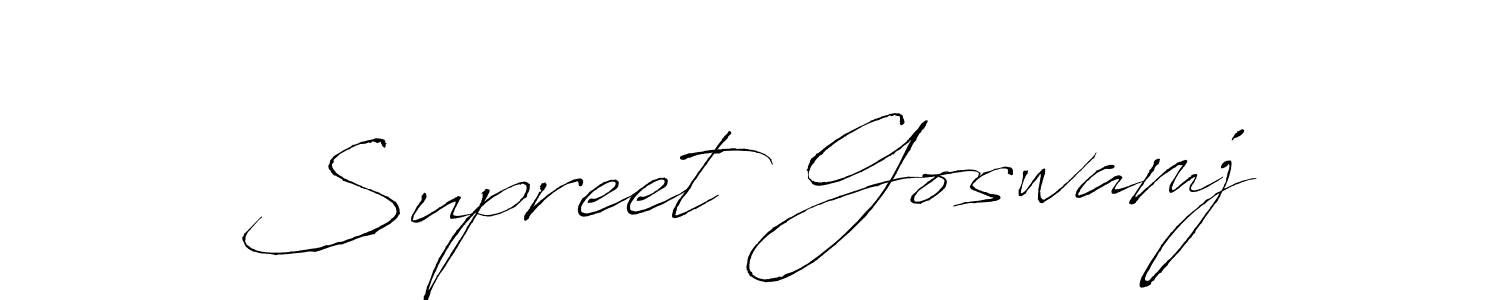 Make a beautiful signature design for name Supreet Goswamj. With this signature (Antro_Vectra) style, you can create a handwritten signature for free. Supreet Goswamj signature style 6 images and pictures png