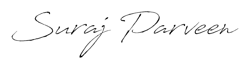 The Antro_Vectra handwriting style adds charm and authenticity to name Suraj Parveen. A wonderful choice for personal thank-you notes. Suraj Parveen signature style 6 images and pictures png