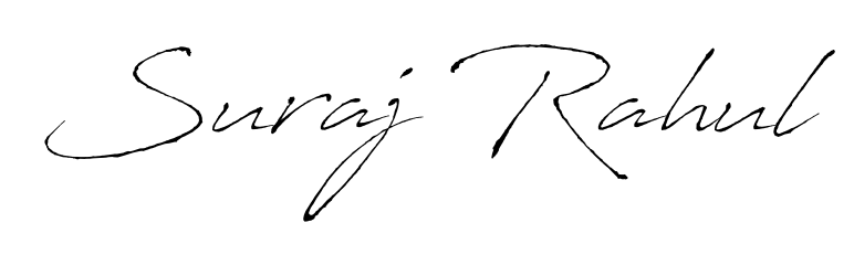 A classic penmanship look for Suraj Rahul. The Antro_Vectra font brings timeless elegance and confidence to every signed document. Suraj Rahul signature style 6 images and pictures png