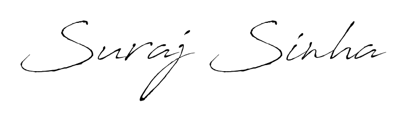 Discover how Suraj Sinha looks in an executive cursive font (Antro_Vectra). Perfect for legal documents, invoices, and certificates. Suraj Sinha signature style 6 images and pictures png
