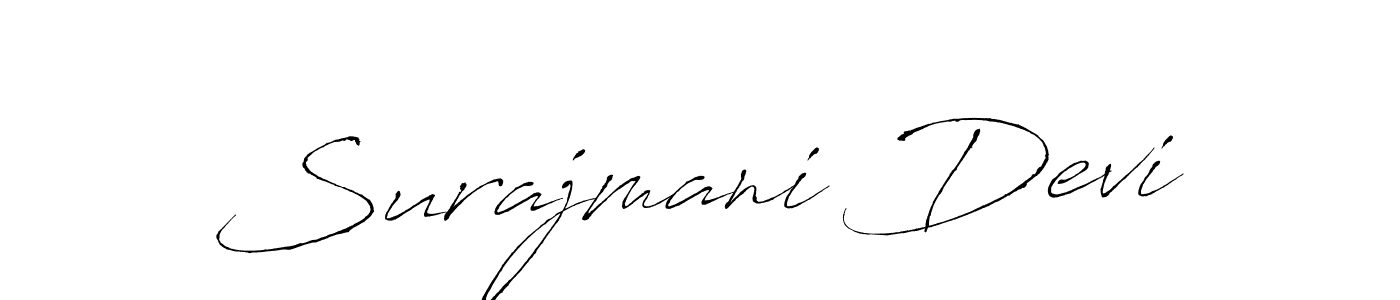 Create a beautiful signature design for name Surajmani Devi. With this signature (Antro_Vectra) fonts, you can make a handwritten signature for free. Surajmani Devi signature style 6 images and pictures png