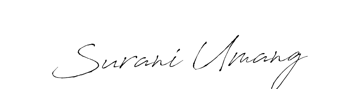 The best way (Antro_Vectra) to make a short signature is to pick only two or three words in your name. The name Surani Umang include a total of six letters. For converting this name. Surani Umang signature style 6 images and pictures png